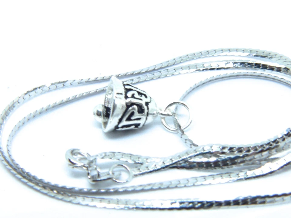Colgante campana OM tibetano hecho a mano de plata con cadena de plata, Yoga Zen, ¡vendedor de EE. UU.! Foto 3 de 4