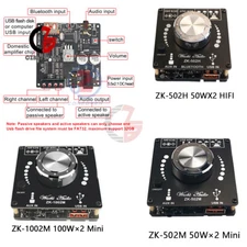 Stereo Bluetooth Digital Power Amplifier Board HIFI 502H 502M 1002M 50W×2 100W×2