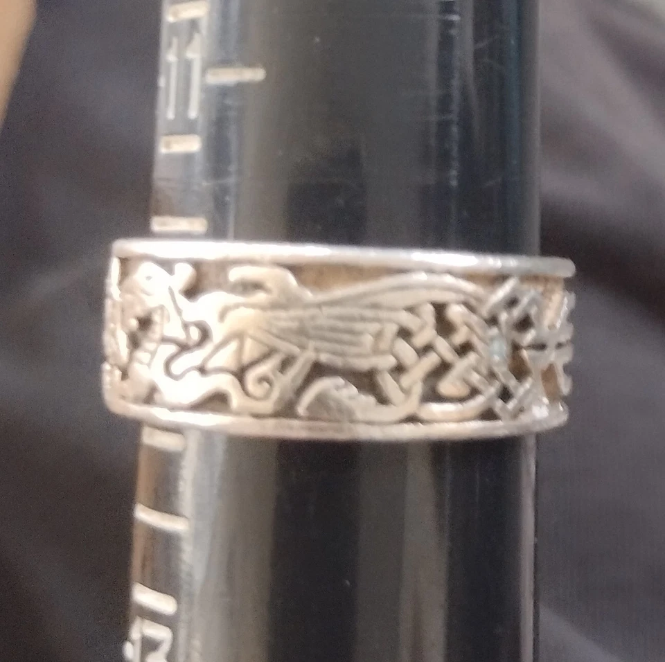 Драгоценное ювелирное кольцо из чистого серебра с кельтским драконом трикетрой троицей от Peter Stone - Изображение 4 из 4