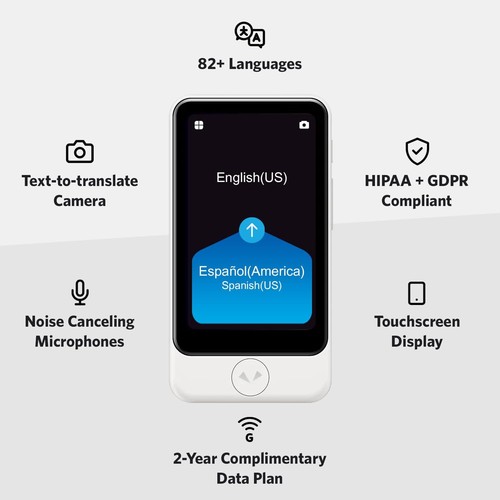 POCKETALK S PLUS Voice & Camera Translator, 82 Languages, Built-in Global Data - Picture 5 of 9