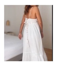 ZARA CHIFFON DRESS WITH TOPSTITCHING White 0881/324 SIZE L BNWT