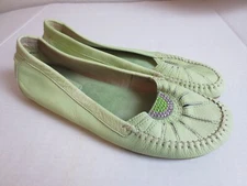 Preview International Leather Upper Ballet Flat Shoes Size 8M Green