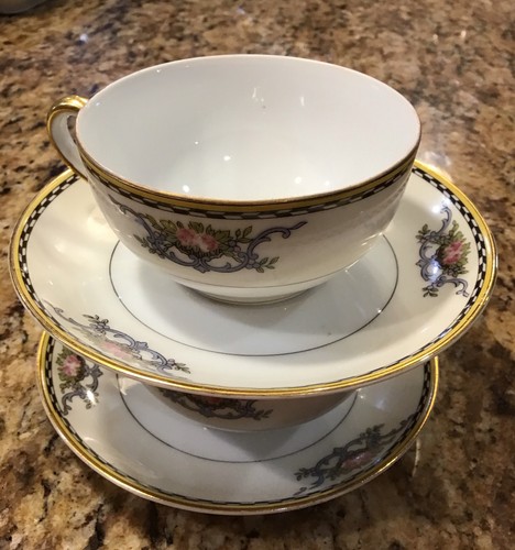 Antique Noritake Camilla Bone China Set 2 Tea Cups W/ Saucers Japan 1918 Floral - Picture 18 of 19