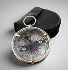 Vintage Style Pocket Compass with Leather Case - Classic Navigational Tool