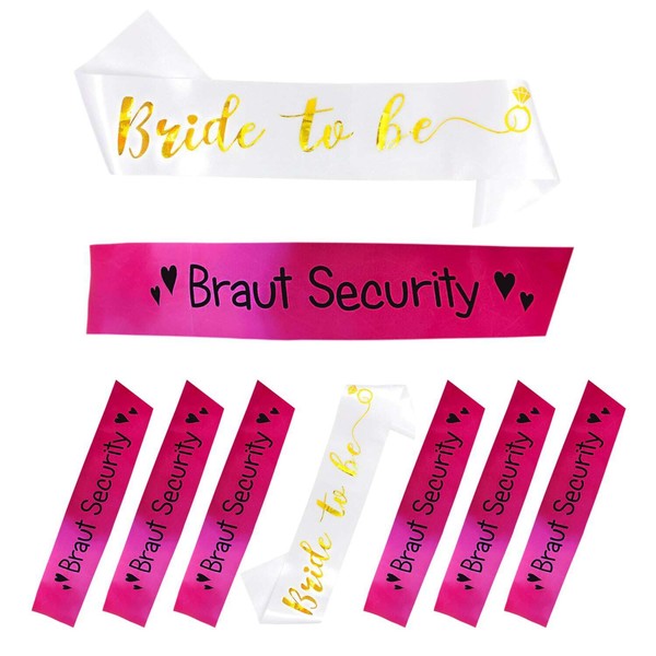 Bride To Be + Braut Security SchäRpe Set Junggesellinnenabschied Jga Weiß Pink-image