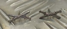 Genuine Polish Military Issue Small Crossed Swords Insignia Badges 1 Pair NEW SV