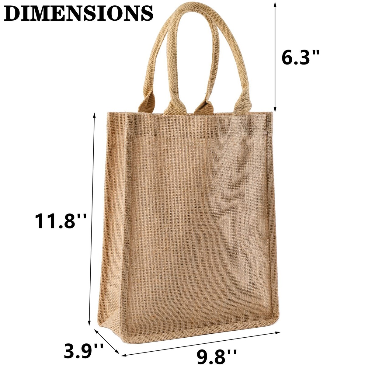 Pack Jute Tote Bags with Handles Jute Grocery Totes for