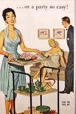 1955 Cosco Tray Cart Vintage Print Ad Party Modern Living Entertaining Guests