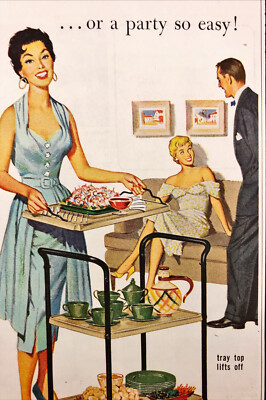 1955 Cosco Tray Cart Vintage Print Ad Party Modern Living Entertaining Guests