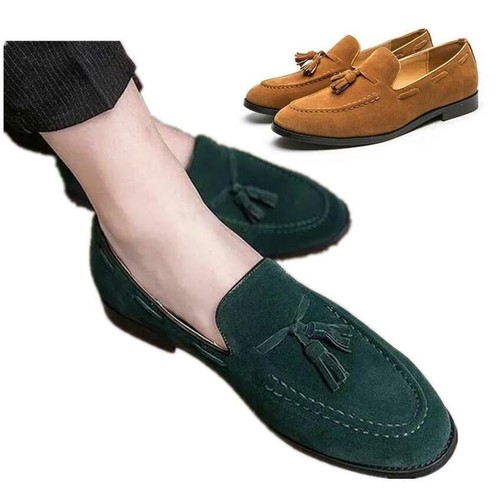 Mens Tassel Pointed toe Suede Slip on 