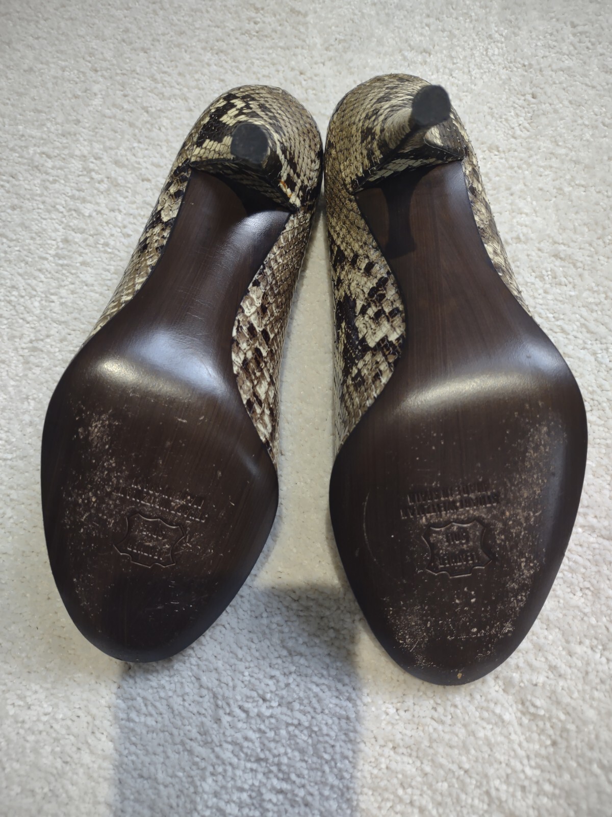 STUART WEITZMAN Python Pumps Peep Toe ITALY Snake… - image 4