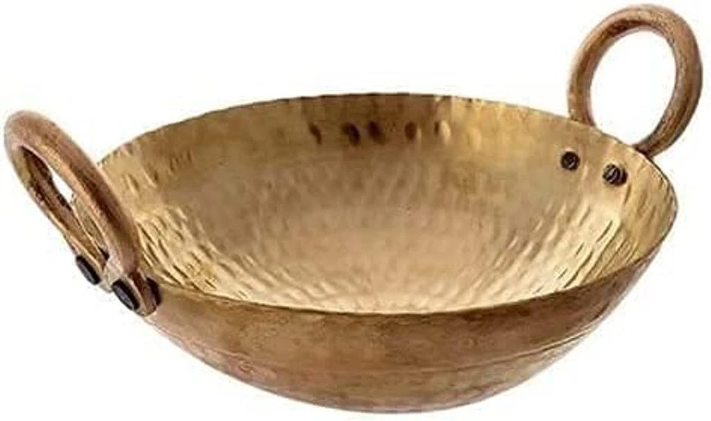 3 Ltr Pure Brass (Pital) Hand Made Heavy Hammered Kadhai Kadai Cheenachatti