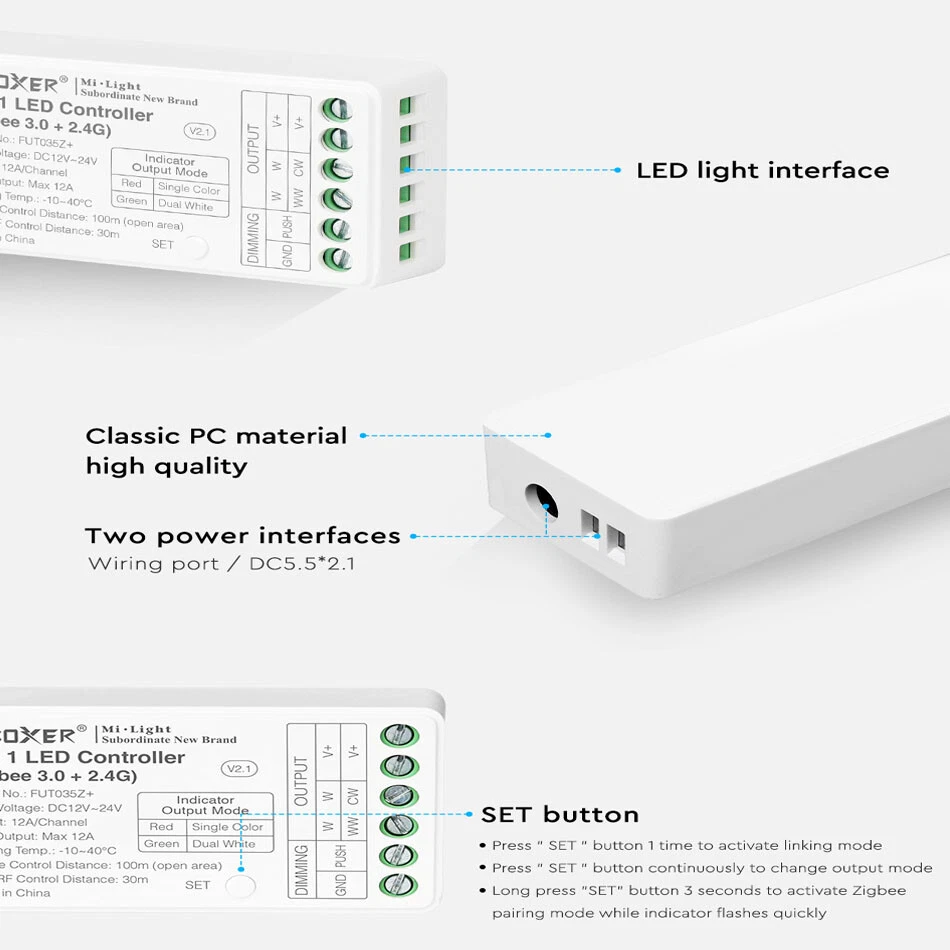 Zigbee 3.0+2.4g 2in1 CCT / 3in1 RGB RGBW LED controller FUT035Z+ For led strip - Image 4 of 4