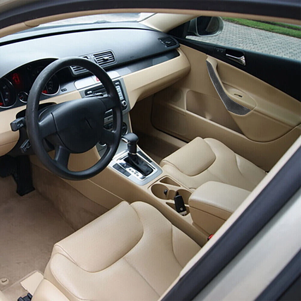 Cubierta de reposabrazos de fibra de carbono para Volkswagen Passat 2006-2011 2 piezas Foto 4 de 4