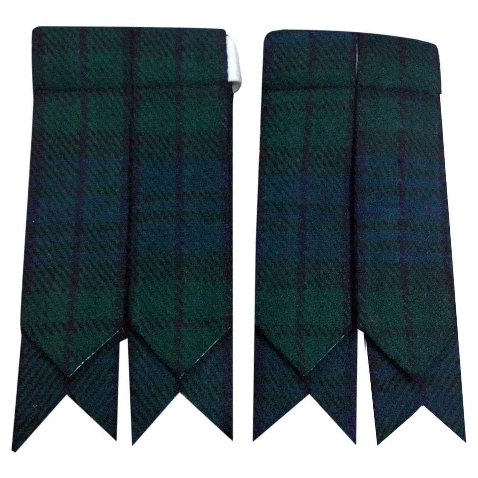 HM H M Men’s Kilt Sock Flashes Black Watch Tartan/Black Watch Tartan Kilt Flashes,L