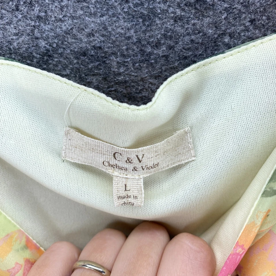 Vestido Chelsea & Violeta Mujer L Grande Verde Floral Mini Corto Cuello Cuadrado Informal Foto 3 de 4