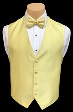 Men's Yellow Tuxedo Vest  Tie Choice Long or Bow Formal Wedding Groom Prom