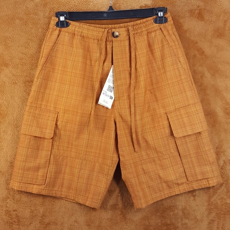 Pantalones Cortos MARNI Para Hombre Talla 50 Naranja A Cuadros Lana Virgen Carga 10" $850 Foto 2 de 4