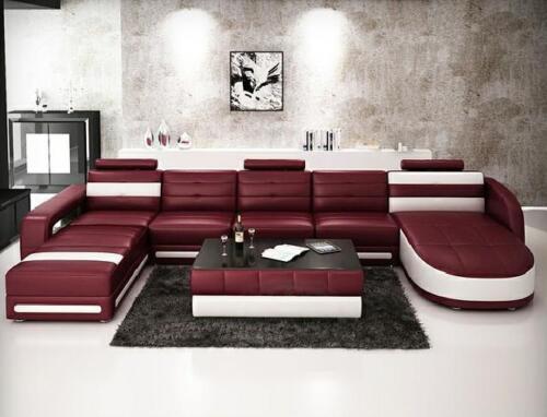 Red Colored Corner Sofa Modern Premium Leather Sofas New U-Shape Sofas New