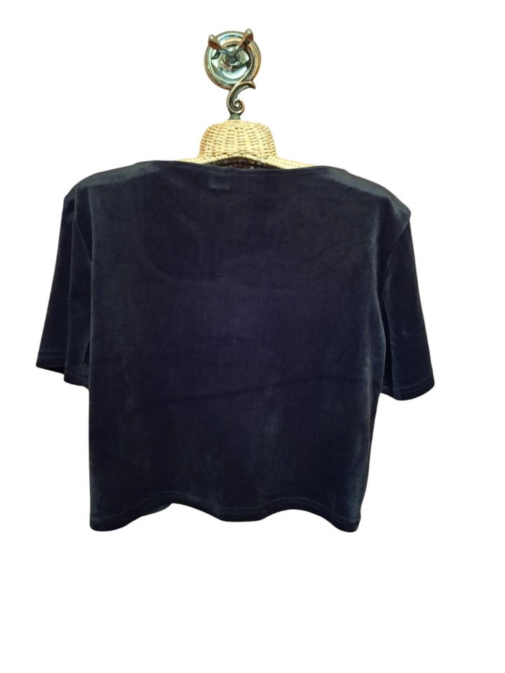 Top corto de terciopelo negro Vera Moda Athena 1/4 cremallera grande whisigoth bruja gótica Foto 2 de 4