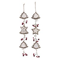 Weihnachten HäNgende Dekoration Set 2 Holz AufhäNger BäUme Star Engel Mit Beeren