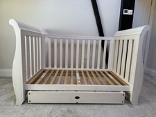 Boori Country Sleigh Dropside Cot Bed for Toddlers Solid Wood with Drawer