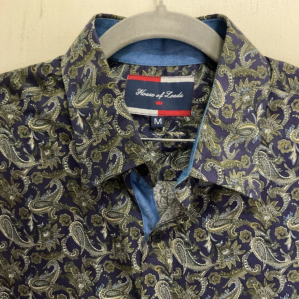 Camisa de manga larga de cachemira azul con cachemira verde mediana para hombre House of Lords Foto 2 de 4