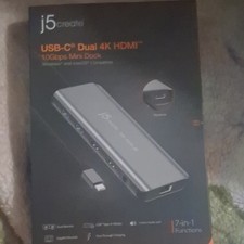 j5create JCD398 USB-C Docking Station Dual 4K HDMI Gigabit Ethernet Silver