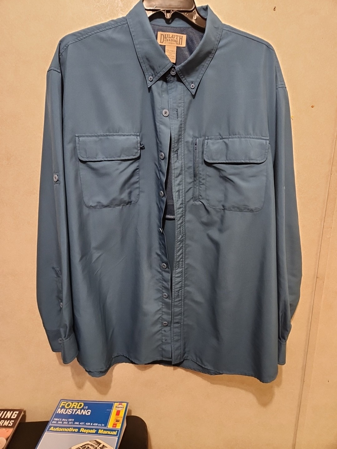 Camisa ventilada Duluth Trading Co Coolplus para hombre 2XL/ALTO azul pesca manga larga