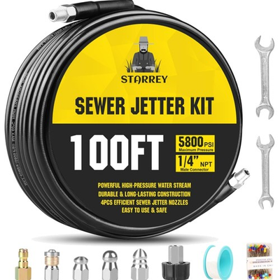 #ad #ad High Pressure Sewer Jetter Kit 100ft Hose Nozzles for Pressure Washers $142.99