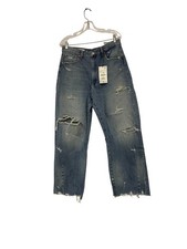 Jeans donna Zara EU 40 US 8 blu a palloncino denim invecchiato 4365/247 nuovo con etichette