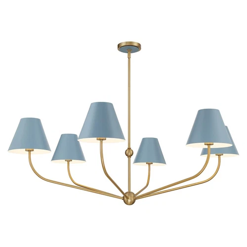 Crystorama Xavier 6Lt 48" Chandelier, Gold/Blue/Blue/White - XAV-B9319-VG-BL - Picture 1 of 1