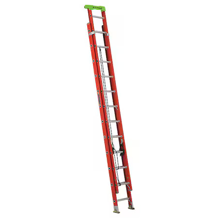 Louisville L-3022-24Pt 24 Ft Fiberglass Extension Ladder, 300 Lb Load Capacity