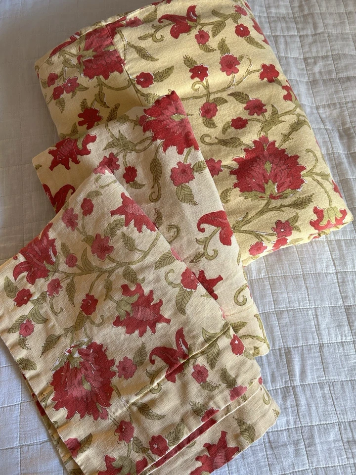 Funda nórdica Pottery Barn Vanessa Palampore 'Colette' de lino amarilla floral FQ Foto 2 de 4