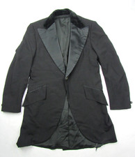Vtg 1960's Haricon Black Tuxedo Tailcoat Cutaway Jacket Velvet Collar Sz 40R USA