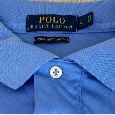 Polo Ralph Lauren Pima Soft Touch Blue Polo Shirt Mens Large Short Sleeve Pony