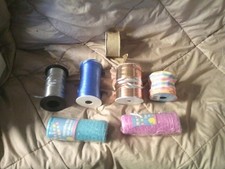 Multiple color sized Decorative ribbon PKGS 6" 5 Yd NEW pink/Blue Mesh