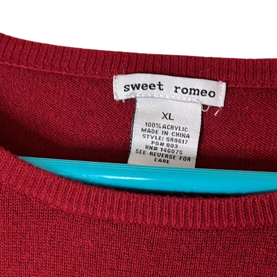 Suéter Tejido Sweet Romeo Rojo Acogedor Manga Larga Cuello Redondo Talla XL Foto 3 de 4