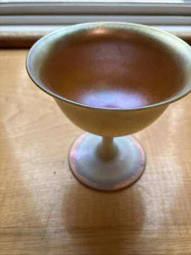 Vtg.Carder Steuben Gold Aurene & Calcite White ART GLASS  Sherbet