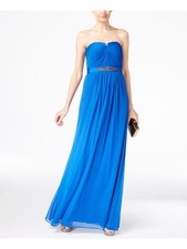 ADRIANNA PAPELL Womens Blue Sleeveless Fit  Flare Formal Dress 8