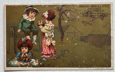 Vintage Victorian Trade Card New York Henry Maillard Chocolates Bonbons Children