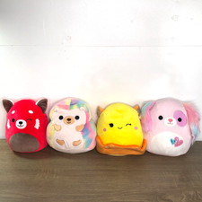 Squishmallow Plush Lot 4 Panda Hedgehog Octopus Dog Stuffed Animal Small 7 Inch