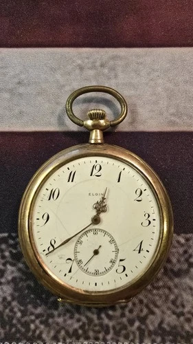 Antique 1909 Elgin Pocket Watch | 15 Jewels | Gold Filled Cyclone Case