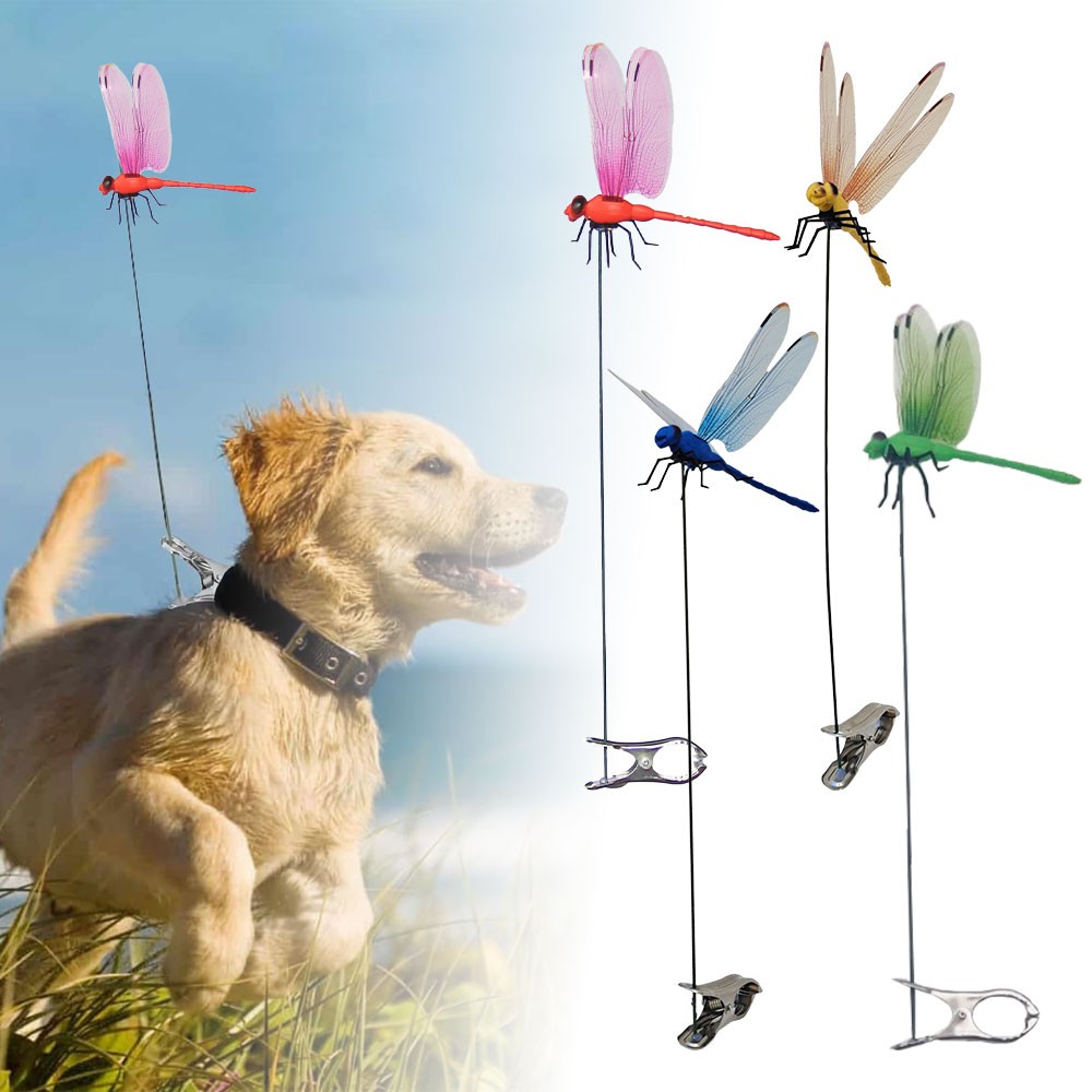 Fake Dragonfly Rod Clip, 3D Dragon Fly Garden Stakes & Hat