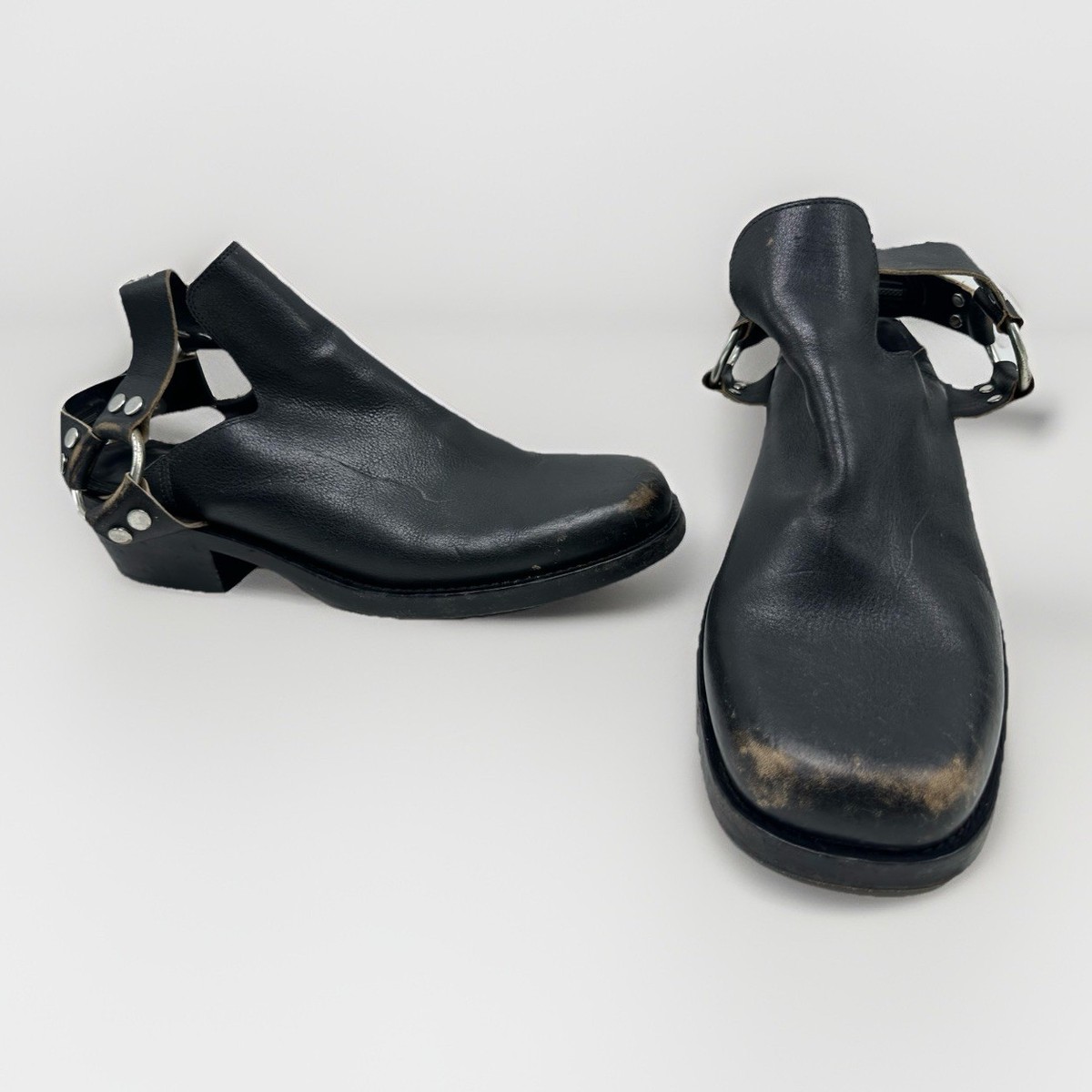 Balenciaga Santiago Harness Mules Ankle Boots Size 44 Black