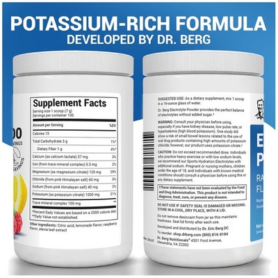 Dr. Berg Zero Sugar Electrolyte Powder - Raspberry Lemon