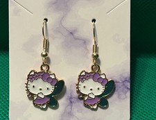 Sanrio Hello Kitty Fairy Charm Gold Drop Dangle Adorable Fashion Fun Earrings