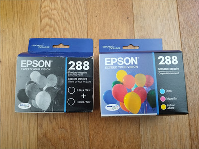 2025 GENUINE SET 5 EPSON 288 INK DUAL BLACK EXPRESSION XP-330 340 XP-430 440 NEW