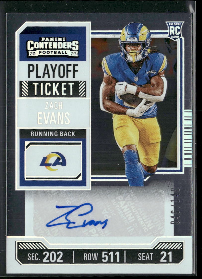 Zach Evans Panini Contenders #270 Playoff Ticket