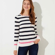 NWOT LOFT Striped Everyday Sweater Ivory Navy Size L